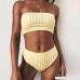 Pervobs Swimsuit Women Swimsuit Striped Bikini Set Strapless Push-up Padded Swimwear Bathing Beachwear Yellow B07D9H3CWN